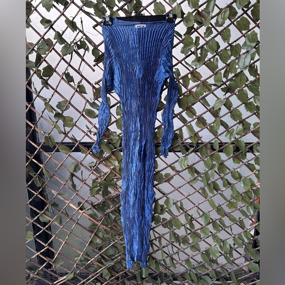 Azur Silk Plissé dress, Indigo two tone, M - Picture 4 of 8